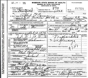 Robert Palmer Cannon Death Certificate