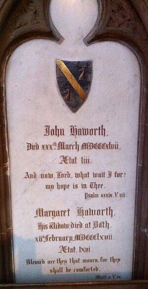 Memorial to John Haworth and Margaret Haworth