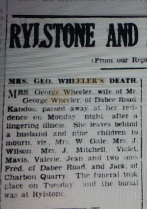 Mrs George Wheeler's Death.
