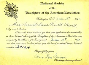 Daughters of the American Revolution Certificate
