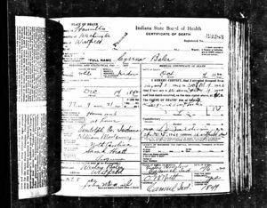 Digital image of the death certificate for Cyrena Montgomery