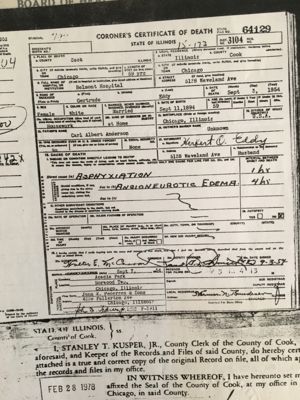 Gertrude Eddy's death certificate