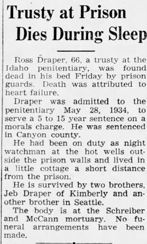 Death notice for Ross Draper