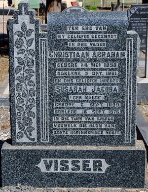 Christiaan Abraham Visser and Susara Jacoba Naude Tombstone