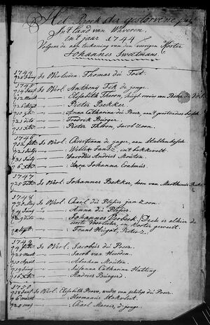 Death registers Tulbagh (1744-1750) for the Dutch Reformed Church at Tulbagh