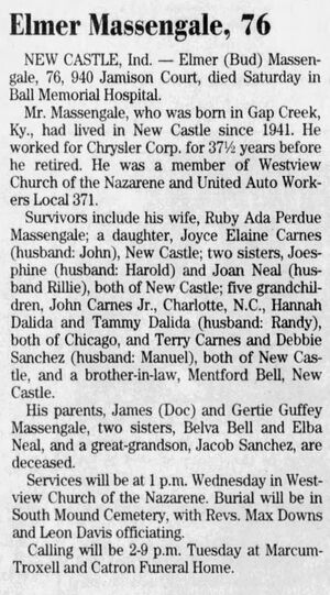 Elmer Bud Massengale Obituary