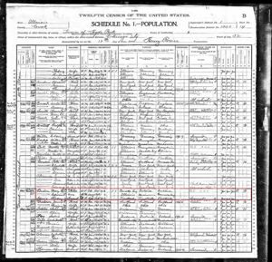 Mary Biden family, 1900 census
