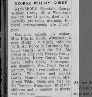George William Gordy obituary