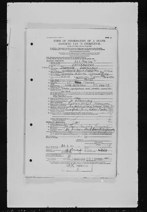 Death notice of Johannes Lodevikus Esterhuizen 1893 - 1964