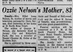 Ethel Nelson, Death Notice