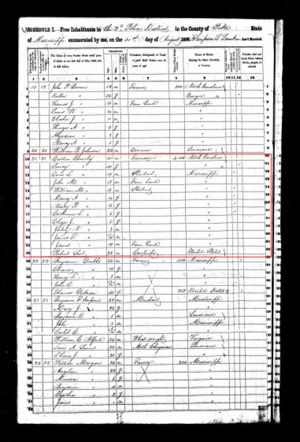 1850 Census - Cullen Conerly Family