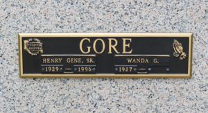 Gravemarker for Wanda and Henry Gore