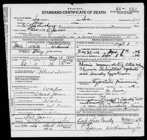Lewis D. Jones Death Certificate