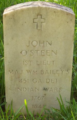 Lieut John Alexander O'Steen Indian War Gravemarker