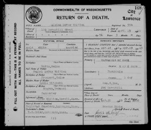 Death Certificate for Albion Hover Whitten
