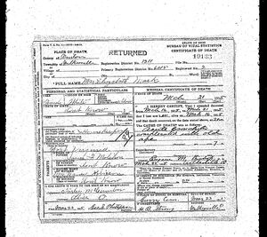 Death Certificate for Elizabeth Mark