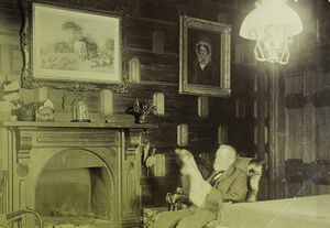 Frederick Monckton in the living room at Newstead, the Monckton family home in Underhill Road, Featherston.