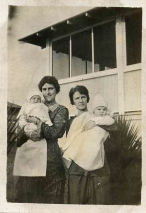 Laura (Flieth) Farquharson with her daughter, Loretta and Agnes (Flieth) Reeves with her son, Noah Ralph.