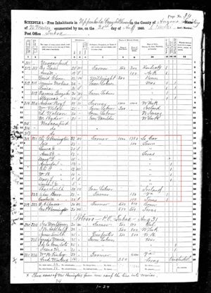 Elias Green Pennington family and Charles & Caroline Burr, 1850 US census