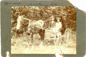 Thomas B. Rogers and second wife Petway Bryan Rogers, driving Joe