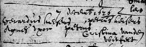 Baptism registration Petrus Keisers, Horst 07 Dec 1625