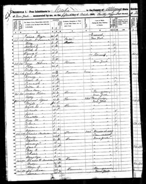 1850 census Perlina Pierce, Austin Lawrence, wife Betsy & children