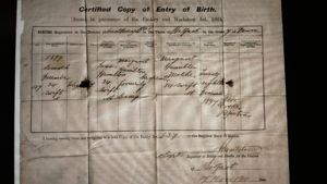 Birth registration, Elizabeth Hamilton.