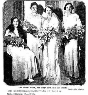 Beryl Marsh, nee Hart, and her 'maids' (March 1933)