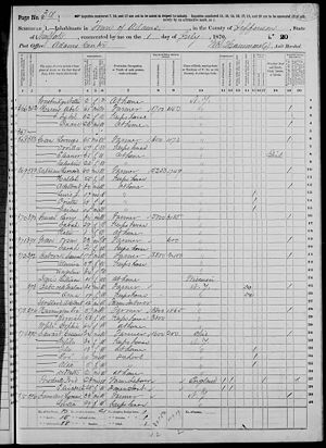 US Census 1870 Town of Adams, Jefferson, New York- Leonard Oatman Household
