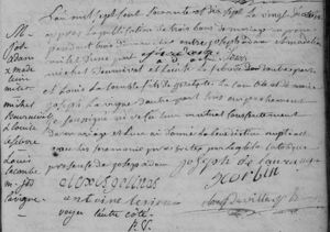 Marriage Record 20 Oct 1777 - Michel Bournival & Louise Lefebvre