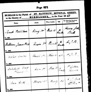 Ann Hall's burial record