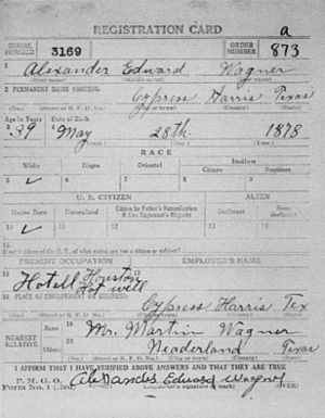 Edward Wagner WWI Draft Registration