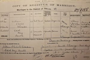Marriage Certificate of William Charles Whitaker & Edith May Gamble