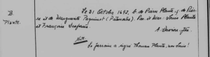 Baptême / Baptism: Pierre Plante (transcription)