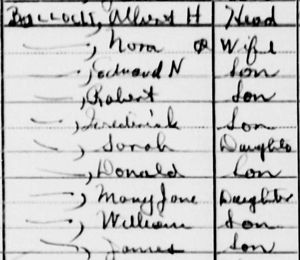 Albert H Bullock household, 1940 US census