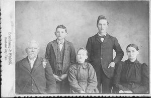 This photo is part of the Herman Currington collection provided by Roy Currington. Names from Left to right are George McDonald, George Allen, Cornelia Jane (Roy Currington's Grandmother), Cullinus (Cull), and Cornelia Jane Jordan