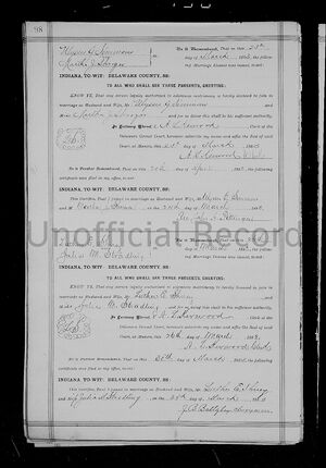 Julia/Luther Marriage Record Indiana