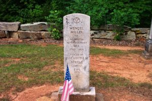 Johann Wendel Miller Muller headstone 1733 to 1805 Organ Lutheran Church Cemetery Salisbury Rowan North Carolina USA. Source Find A Grave.