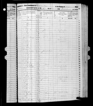 Page from the 1850 census for Limestone County, Alabama, listing the Henry M. Casteel family
