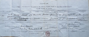 Marriage certificate of Henry Perrott and Eliza Mary Martha Willbond