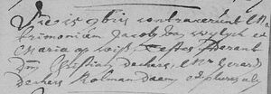 Mariage registration Jacob van Wijlijck & Maria op Wiss, Arcen 15 Nov 1702.