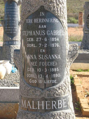 Grave of Stephanus Gabriël Malherbe and Anna Susanna Fouché