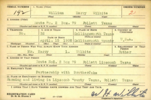 William Wilhite, WWII Draft Card
