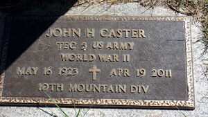 John H. Caster - Military grave memorial