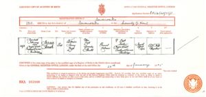 Jessie Sarah Leigh Birth Certificate