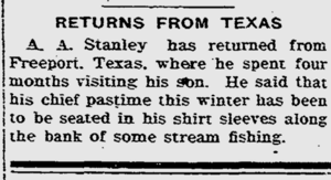 Adam Stanley Returns from Freeport, Texas