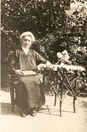 Susie Porter in her garden at Bury Street, Norwich.