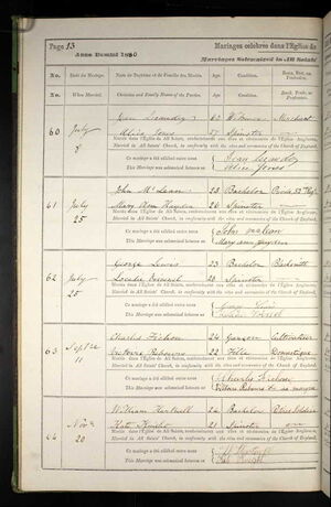 Marriage certificate to John McLean