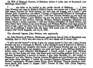 Translation of 1547 Will of Edmund Newton