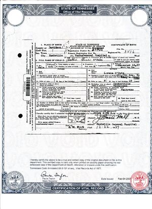 Birth Certificate Document